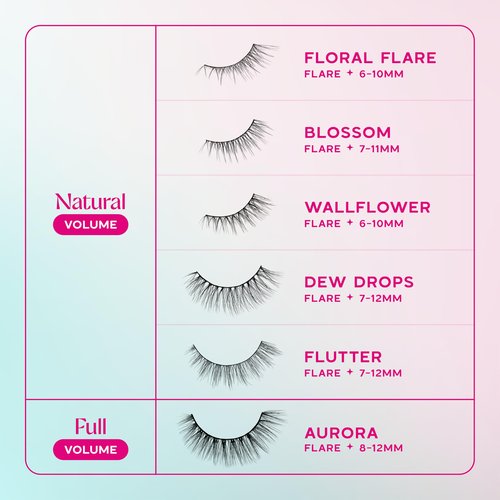 everGREEN Plant Lashes, Half Lashes, Strip Lashes, Natural Wispy Eyelashes, Fake Eyelashes, Plant Based Fibres, Flared & Natural Volume (Floral Flare) Half Lash