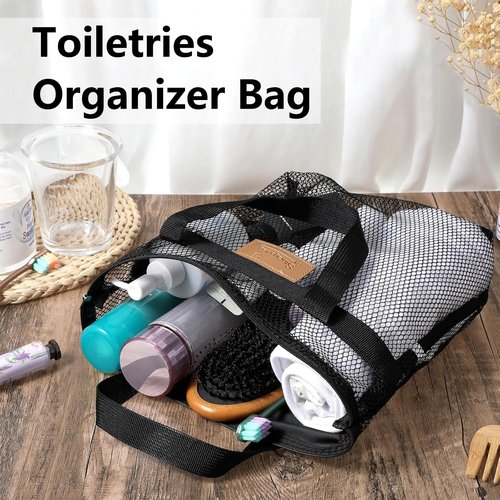 Rotema 2026 Spring Women's Gifts Shower Caddy,College Supplies,Portable Shower Bag,Everyday Household Dorm Essentials,Shower Basket for Toiletries(Black,Pack of 2)