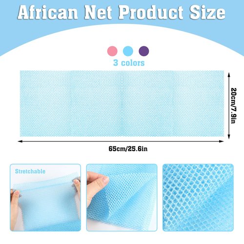 6 Pack African Net Sponge Exfoliating Glove Set, 3 Bath Sponge Body Scrubber Back Scrubber and 3 Pairs Exfoliating Gloves as Stocking Stuffers for Adults