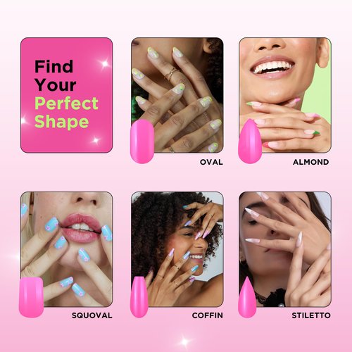 PaintLab Press On Nails Kit for Women – Scarlet Swirl Almond Fake Nails, 30 Nails in 15 Sizes with Glue, Reusable Salon Quality Press On Nails