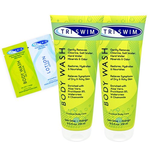 TRISWIM After Swim Chlorine Body Wash | Enriched with Aloe Vera, Watercress and Chamomile for Restoring, Hydrating, and Nourishing Skin | Relieves Dry and Itchy Skin | Perfect for Swimmers | Pack of 2