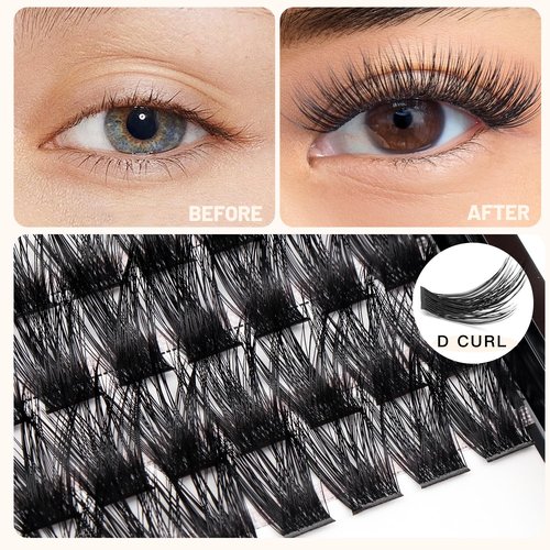 BODERMINCER Lash Cluster Color Black/Brown D Curl 120pcs 8-10-12-14mm/10-12-14-16mm Mixed Segment Cluster Individual Lashes DIY Lash Clusters Self Use Lash Clusters Kit (16mm)