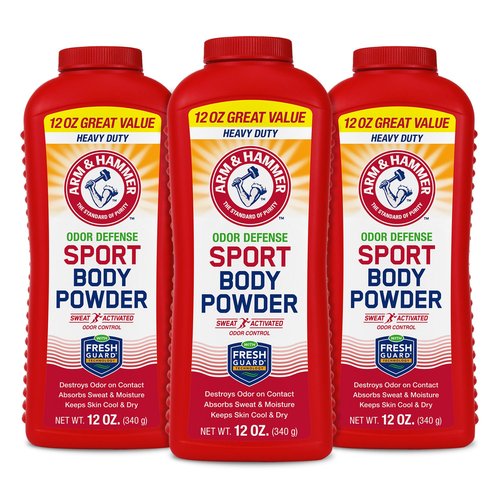 Arm & Hammer Sport Body Powder, Powder for Men and Women, Fresh Feeling, Talc Free, Aluminum Free Odor Defense with Baking Soda (3 Pack)