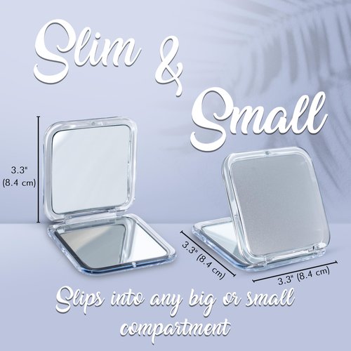 MIRRORVANA Small Compact 20X Magnifying Mirror for Travel - Handheld, Foldable & Lightweight - Mini Pocket-Sized Magnified Mirror for Purse - Square 3.3” x 3.3”