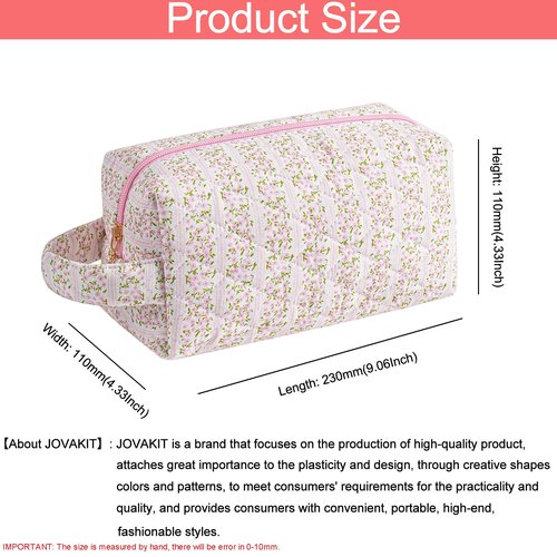 JOVAKIT Travel Makeup Bag Cosmetic Bag for Women, Christmas Gifts, Small Floral Flowers Coquette Toiletry Bag with Handle, Zipper Make Up Pouch Organizer Bag Trendy Stuff (Pink Floral)