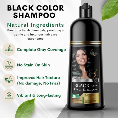 Regine Switzerland Black Hair Dye Shampoo - Instantly Covers Gray Hair - Ammonia-Free, Herbal Formula for Men & Women