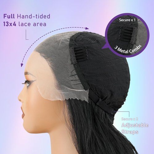 Kurope 13x4 Synthetic Lace Front Wig Black Long Wavy Wigs 26inch Pre-Plucked Hairline and Baby Hair Synthetic Wigs for Black Women