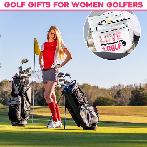 Bulyoou 12 Pcs Golf Gifts for Women Female Cosmetic Bags Golfer Makeup Bag Canvas Toiletry Pouch with Zipper Accessories for Women Ladies Golf Lover Player Fans Birthday Gifts