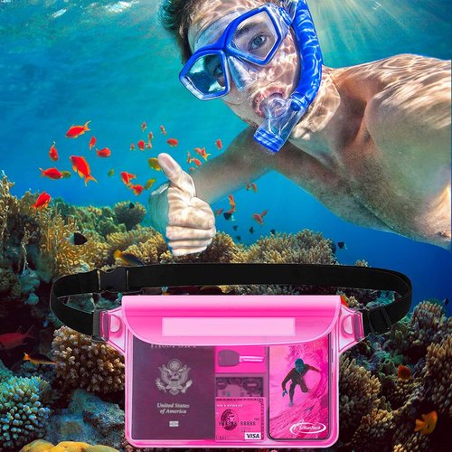 AiRunTech Waterproof Pouch - 2 Pack Waist Strap | Keep Your Phone & Valuables Safe & Dry | Ideal for Beach, Boating & Water Activities