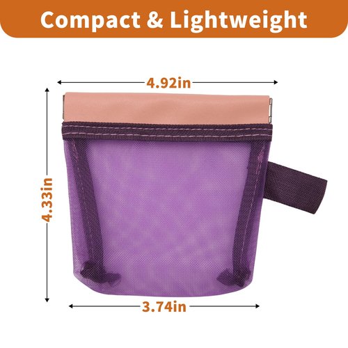 Mini Zipper-Free Pouches, Small Quick-Open Mesh Bags for Makeup Lipsticks Cards, Clear Purse Organizer Daily Essentials Storage Bags, Small Auto-Close Pouches (Pink&Light Blue&Dark Purple&Coffe Brown)