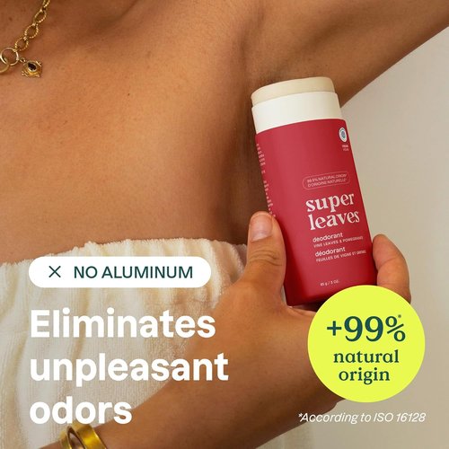 ATTITUDE Plastic-Free Deodorant - EWG Verified, Aluminum-Free, Vegan, Vine Leaves & Pomegranate, 3 Oz