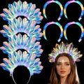 8 Pcs Light up Headbands Crown LED Easter Glitter Headband Hoop Glow Rave Costume Headpiece for Women Tiara Party Birthday