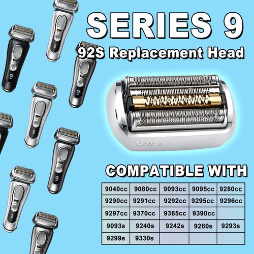 Braun 92S Series 9 Electric Shaver Replacement Heads - Upgraded 2-Pack Compatible with Series 9 Models