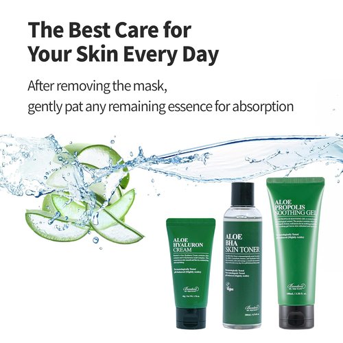 BENTON Aloe Soothing Mask Pack | Hydrating & Cooling Facial Mask Sheets - 23g x 10 Pack