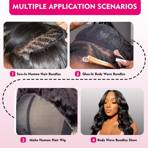 Body Wave Bundles Human Hair 14 14 14 Inch Human Hair 3 Bundles 100% Unprocessed Brazilian Raw Weave Bundle Human Hair Extensions for Black Women Natural Color