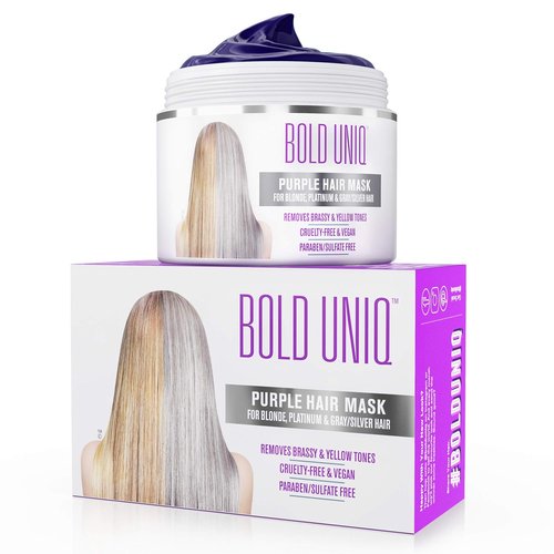 Bold Uniq Purple Hair Mask - Toner for Blonde & Silver Hair - Eliminate Yellow Tones & Nourish - 6.76oz