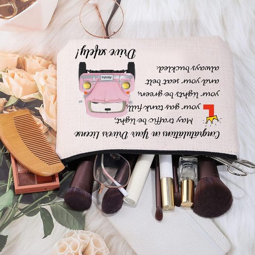 MEIKIUP New Driver Makeup Bag Passing Driving Test Gifts for Women Birthdays Gift for Daughter Driver Travel Bag (Passing Driving Test Bag 2)