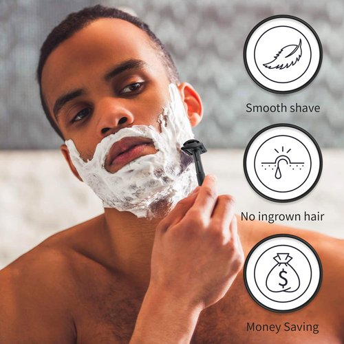 Bambaw Safety Razor for Men with 5 Blades, Double Edge Safety Razors for Men, Sustainable Single Blade Razor, Zero Waste Metal Razors - Black