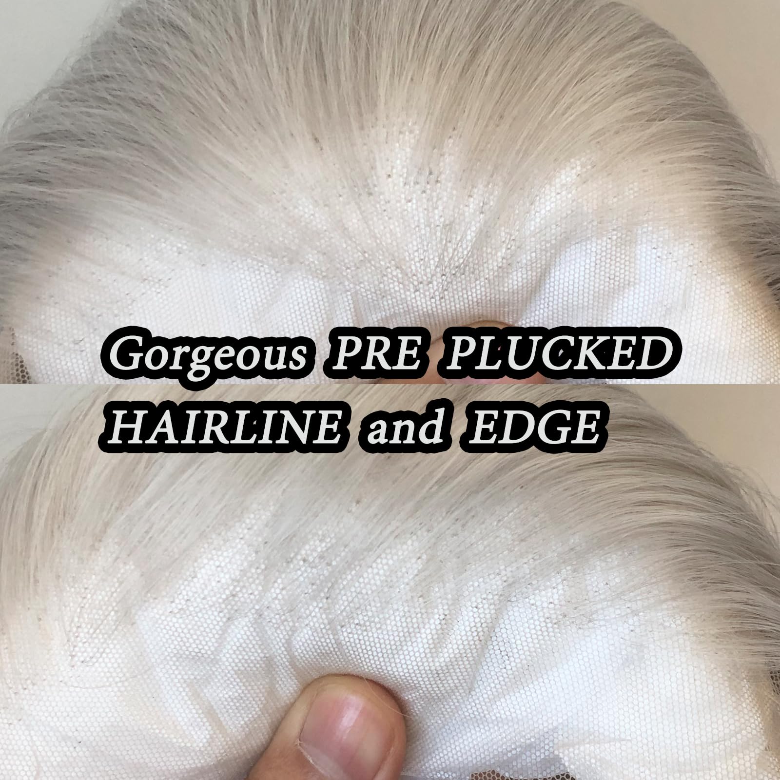 Zigzag Hair Lace Front Wigs - Long Straight Synthetic Pre Plucked with Natural Hairline, Heat Resistant, Glueless Silver Synthetic Lace Wig