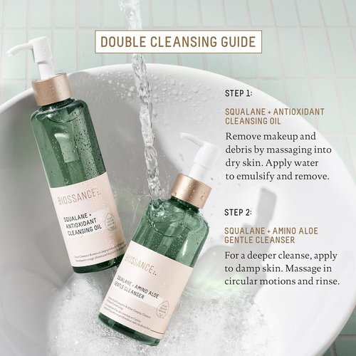 Biossance Squalane Cleansing Oil - Lightweight Makeup Remover & Hydrating Facial Oil for All Skin Types