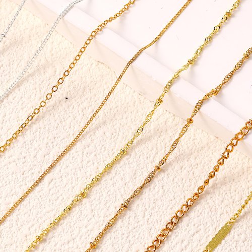 AOZUO 24 Strips Nail Art Chains, DIY Nail Jewelry Charms 3D Nail Chain Decor Gold Silver Metal Punk Pendant Nail Ornaments Line Nail Studs Charm for Women Design Nails Manicure Accessories (Style A+B)
