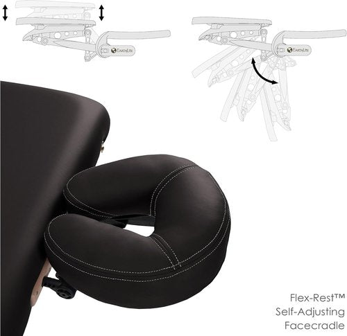EARTHLITE Portable Massage Table Package - AVALON with Premium Flex-Rest Face Cradle & Strata Cushion (30”x73”)