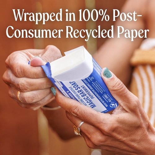 Dr. Bronner's Pure-Castile Soap Bars - Peppermint Scent, 5 oz, 6-Pack | Gentle Vegan Formula for Face, Body & Hair