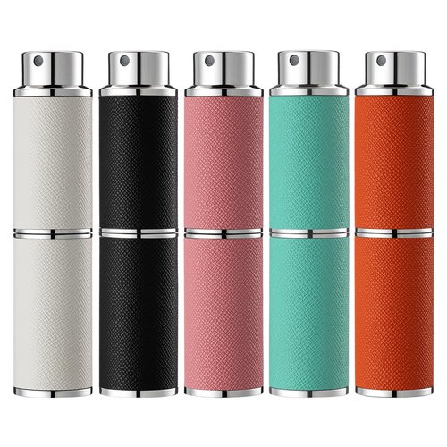 owlyee Travel Perfume Bottle Refillable - 8ML Leather Empty Mini Cologne Spray Atomizer Men - Small Fragrance Sample Sprayer - 5PCS Portable Refill Travel Essentials Container