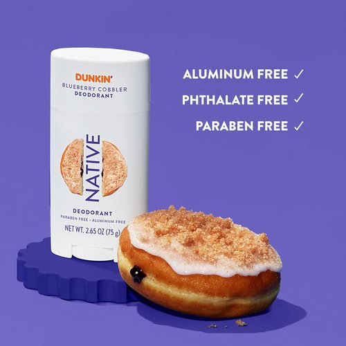 Native Deodorant - Limited Dunkin Donuts Edition | Aluminum-Free, Probiotics & Coconut Oil | Blueberry Cobbler 2.65oz