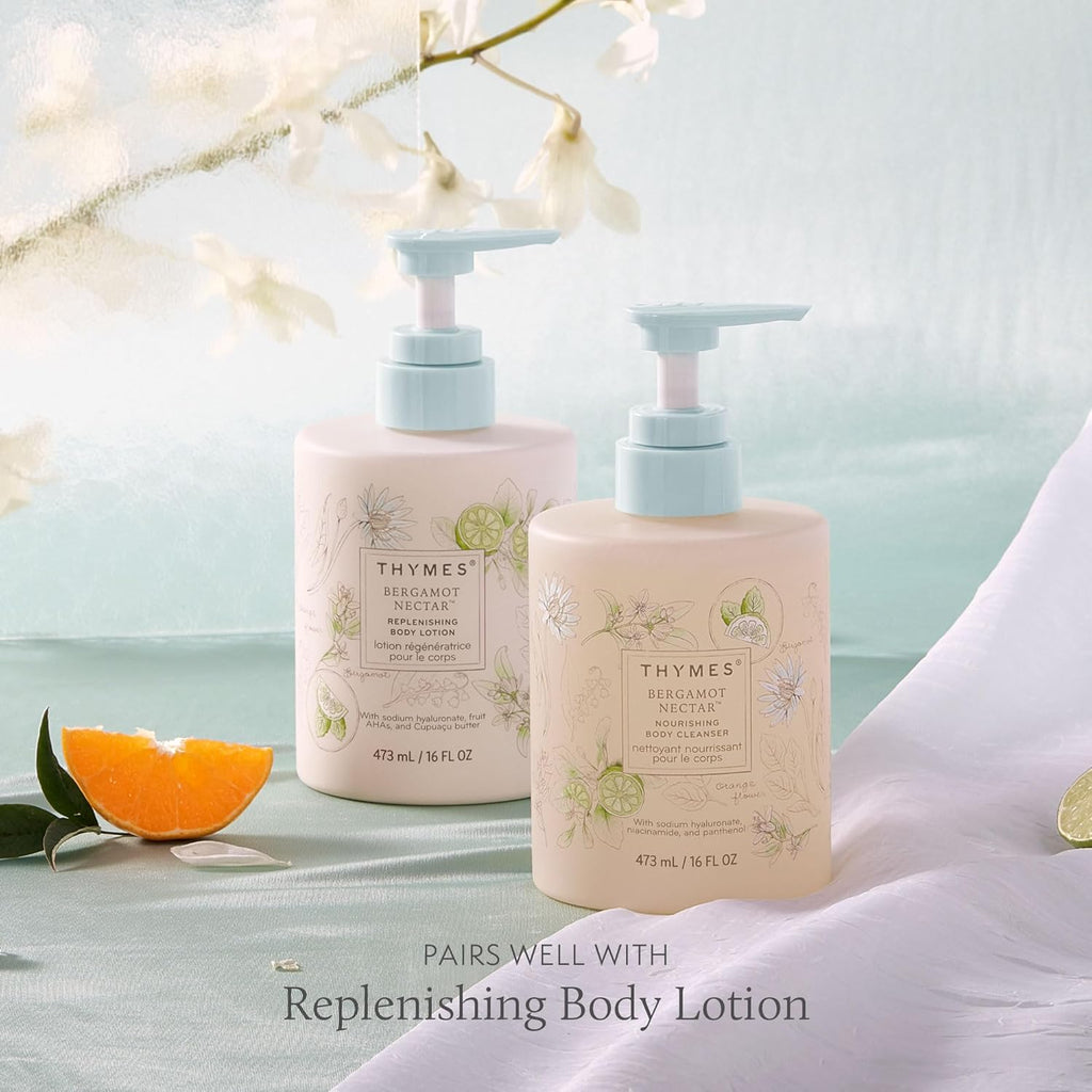 Thymes Nourishing Body Cleanser - Hydrating Body Wash with Pump | Bergamot Nectar, 16 fl oz