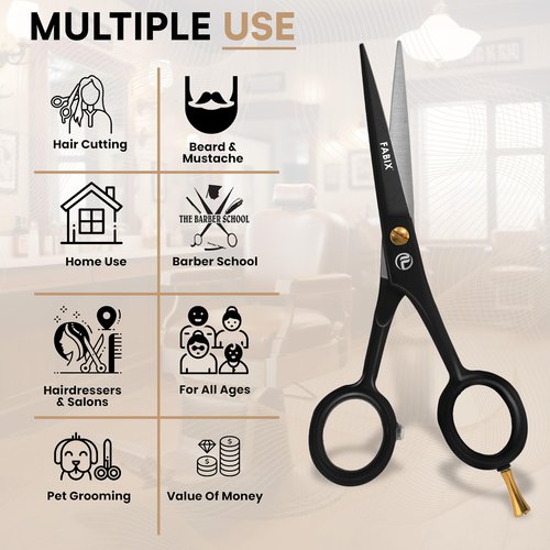 5” Professional Beard Mustache Scissors with 1 Beard Comb, 1 Mustache Comb and Travel Pouch - Perfect Beard Trimming Scissors for All Facial Hair Scissors - Grooming Scissors