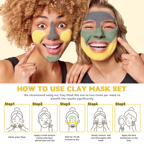 ANAI RUI 3 Pcs Face Mask Set - Turmeric Clay Mask - Green Tea Face Mask - Dead Sea Mud Mask for Oily Skin, Blackheads & Pores -Spa Gift Set Self Care for Women Teens(2.5 oz Each