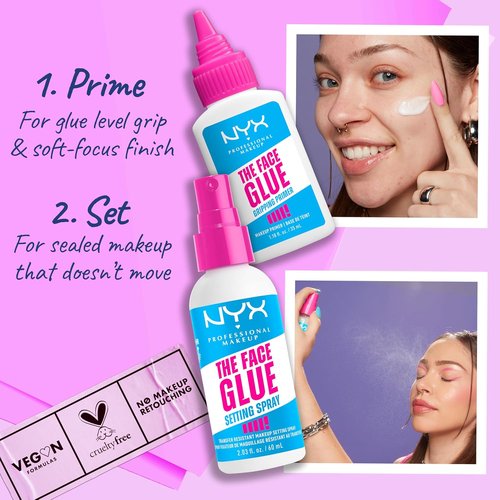 NYX Professional Makeup Face Glue Setting Spray - Waterproof & Transfer-Resistant, 24HR Hold