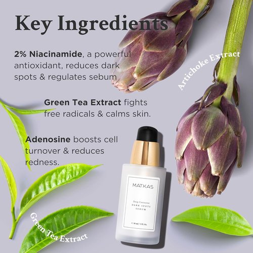MATKAS Korean Dark Spot Corrector Serum - 1 Fl. Oz. Niacinamide Brightening Formula for Oily Skin