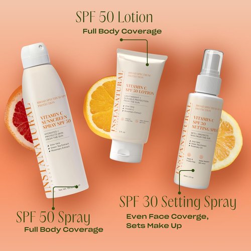 InstaNatural Vitamin C SPF 50 Sunscreen Lotion - Lightweight, Non-Greasy Moisturizer with Aloe Vera, 5 Fl Oz