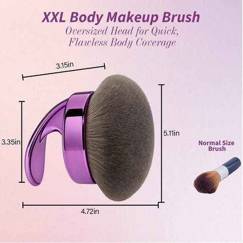 Blend & Blur Ultra Large Body Makeup Brush - 5.11-Inch Wide-Headed Kabuki for Effortless Self Tan Application | Purple