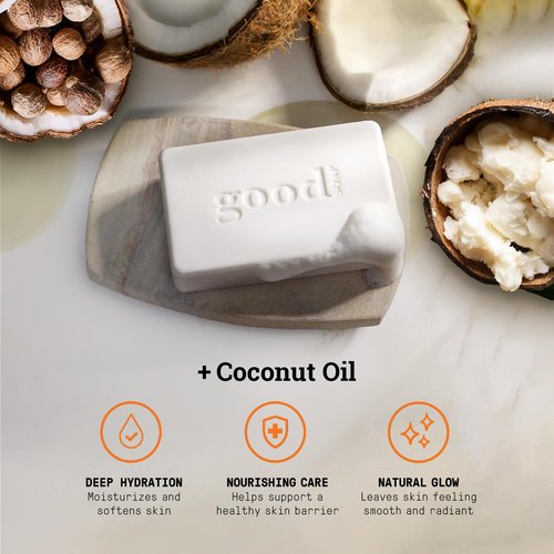 Alaffia Good Soap Coconut 2-Pack (8 Bars) – Long-Lasting, Triple-Milled with Fair Trade Shea Butter