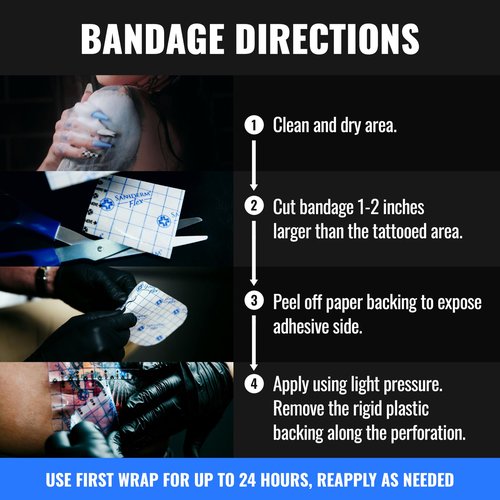 Saniderm Flex Tattoo Aftercare Bandage (New) (Personal Roll, 10.2 in x 2 yd) – Faster Tattoo Healing and Protection – Sterile, Waterproof, Flexible, Latex-Free, Tattoo Aftercare Wrap – Matte Finish