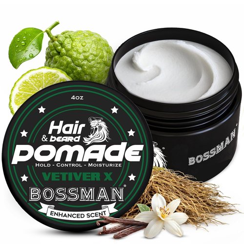 Bossman Natural Hair & Beard Pomade - Vetiver X Scent | Medium Hold & Moisturizing for Hair, Beard & Mustache
