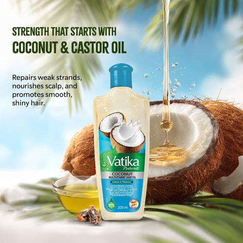 Vatika Naturals Coconut Shampoo, Oil & Conditioner Combo | Deeply Nourishing Trio with Coconut, Henna & Castor Oil | Repairs Damage, Hydrates & Restores Shine for Smooth, Frizz-Free Hair