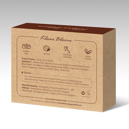 KlearBloom Kojic Acid Soap, Turmeric Soap Bar for Dark Spots Brightening & Moisturizing with Collagen, Vitamin E, Retinol, Hyaluronic Acid, Shea Butter, Paraben & Sulfate-Free 105g x 2 Bars