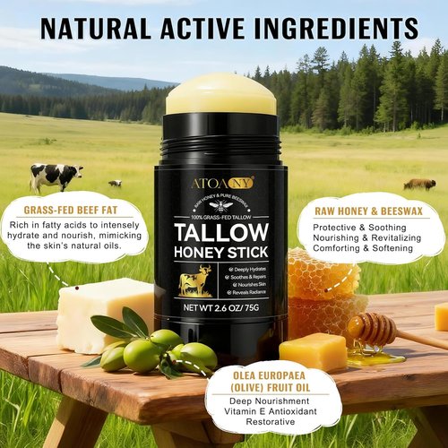 NIFEISHI Organic Beef Tallow Balm Stick - 100% Grass Fed Moisturizer for Dry Skin | 2.6 Fl Oz