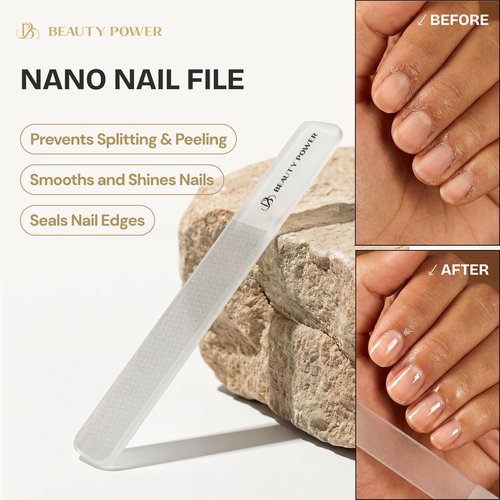 Beauty Power Nail Clippers Set 3 in 1 - Stainless Steel Toe Nail Clippers, Fingernail Clipper, Glass Nail File, Anti Splash, Ergonomic Grip in Black PU Leather Travel Case for Men & Women - Gift Idea