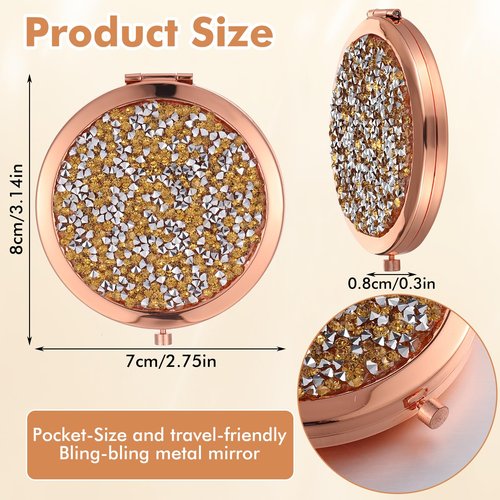 Lemecima 12 Pcs Small Compact Folding Pocket Makeup Mirror - Round Hand Held Mirror with 1X/2X Magnification for Women Girls Travel
