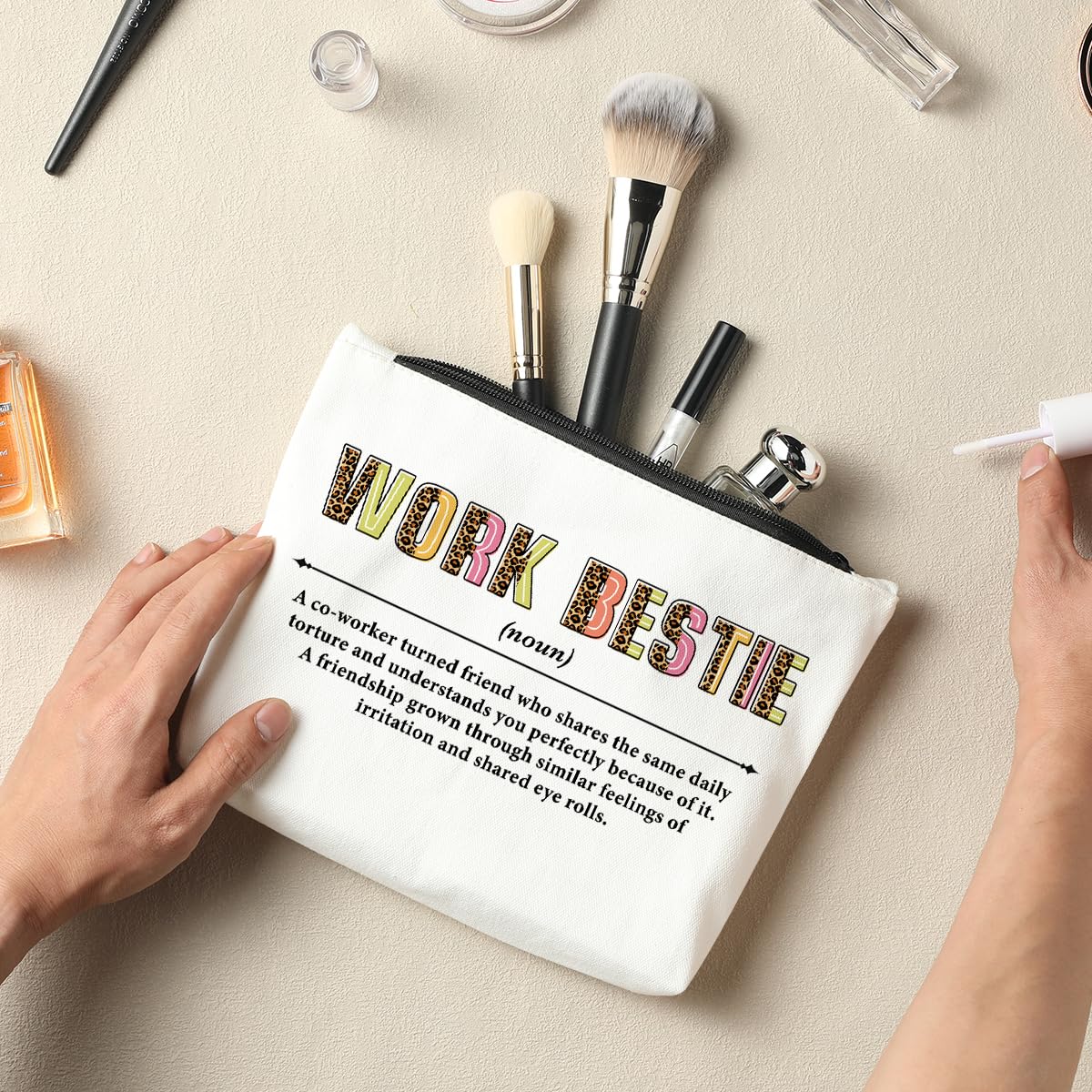 Work Bestie Definition, Work Besties Gifts for Women, Makeup Bag Cosmetic Bag, Bestie Gifts, Friendship Gifts, Birthday Appreciation Thank You Gifts for Women Female BFF Friend Coworker Soul Sister