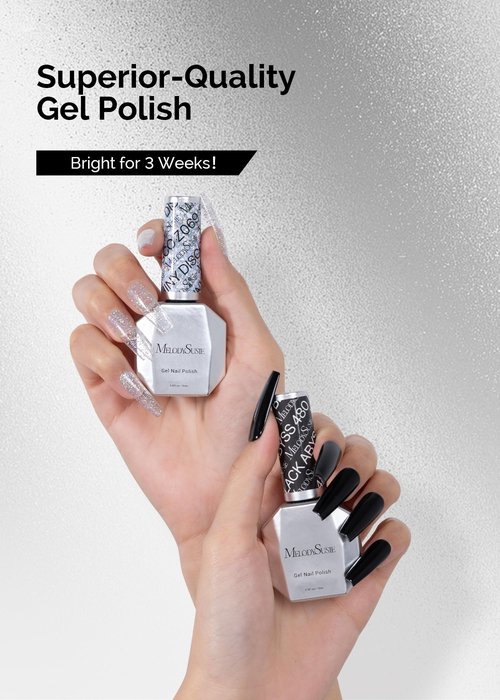MelodySusie Thick Gel Polish Kit- 2 Pcs 15ml Sliver Glitter & Black Colors Polish Set Nail Art Manicure Salon Diy at Home Christmas Gift