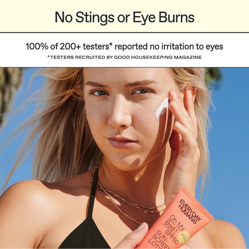 Everyday Humans Oh My Bod SPF 50 Sunscreen Lotion - Face & Body Protection, 3.4 oz (Pack of 2)
