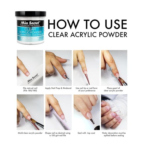 Mia Secret Clear Acrylic Powder - Professional Quality 4oz for Nail Enhancements