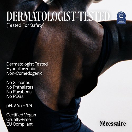 Nécessaire The Body Serum – Fragrance-Free Hyaluronic Acid Body Serum for Women+ Men. Niacinamide Firming Body Lotion – Fast-Absorbing for Sensitive + Eczema-Prone Skin. 50 ml/1.7 fl oz