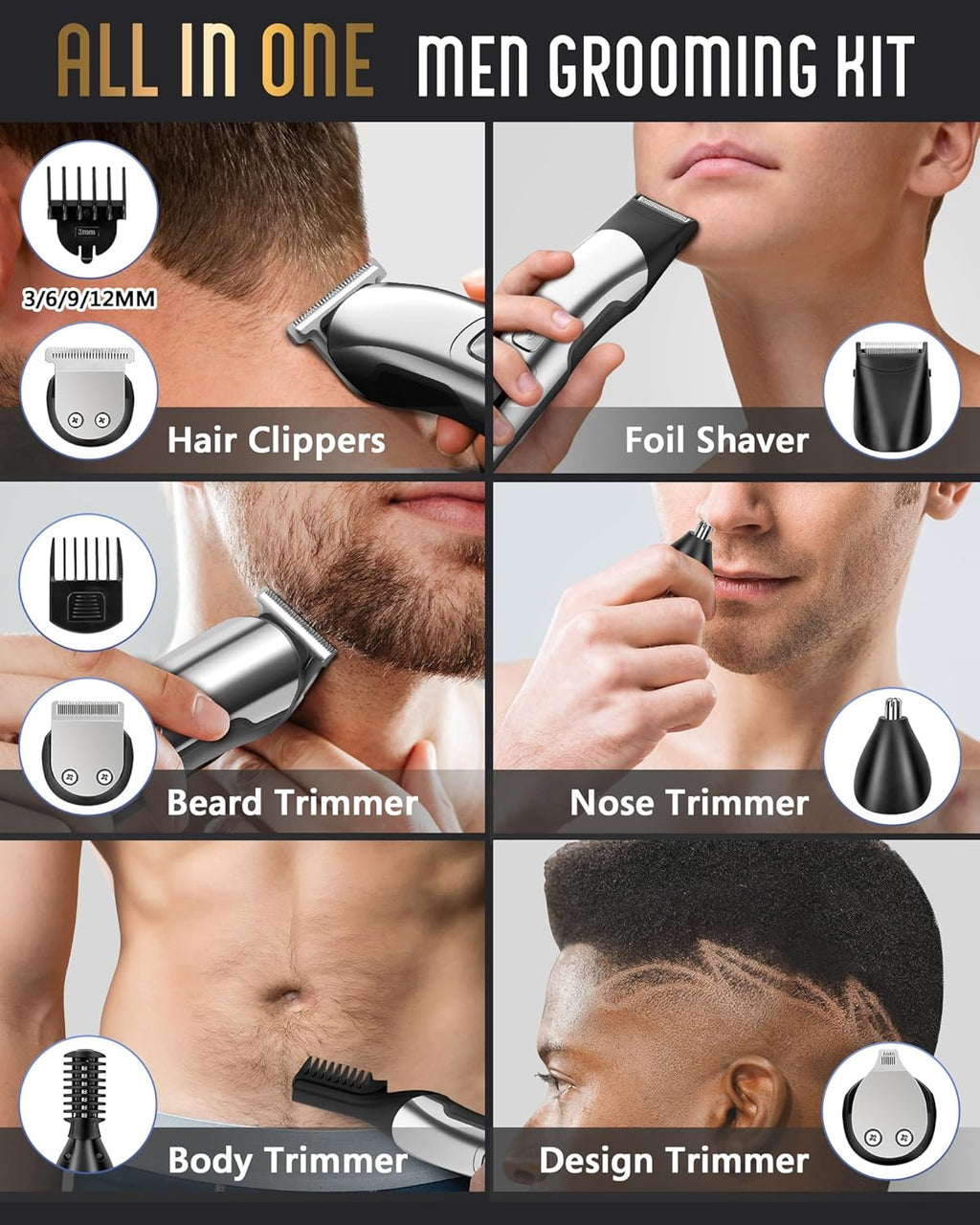 Ufree Beard Trimmer - Waterproof Electric Razor for Face, Body & Mustache | Cordless Grooming Kit